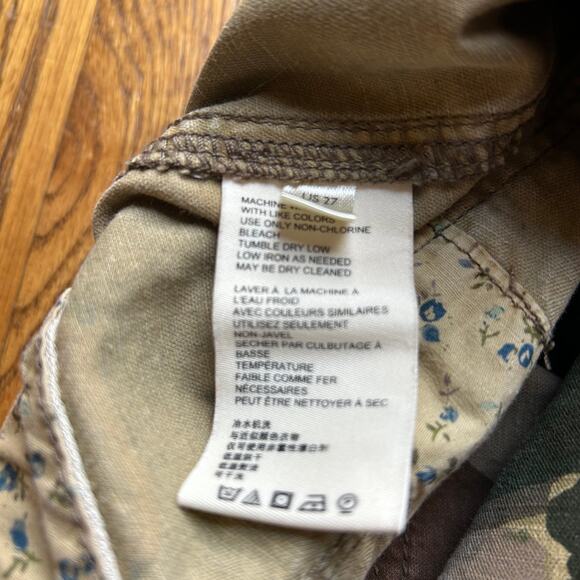 Anthropologie Pants Womens Camo Linen Blend Cargo Pocket Green Khaki Size 27100 - Picture 8 of 10